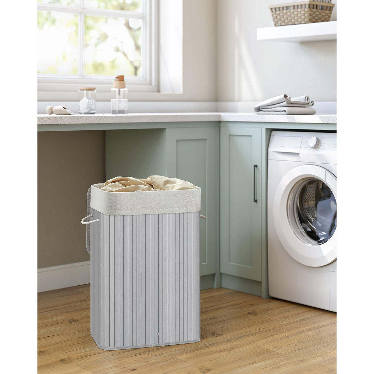WÄSCHEKORB Sofia - Grau, Naturmaterialien (30/60/40cm) - Hansiro