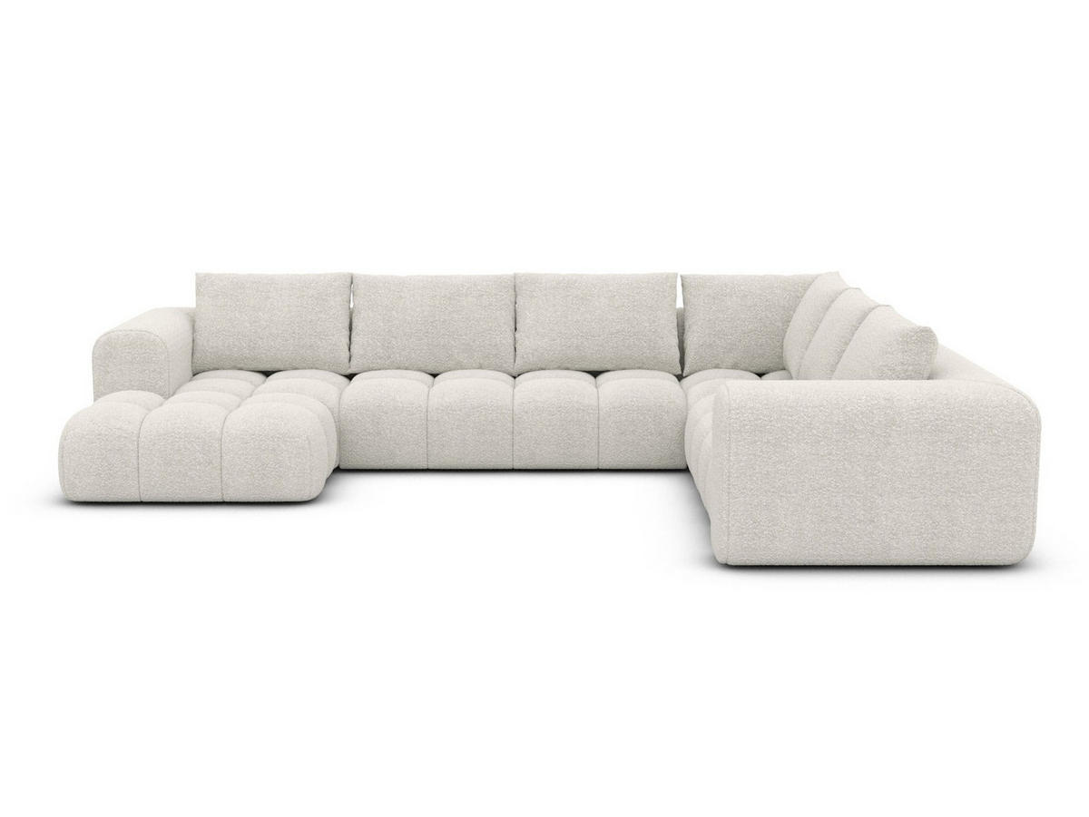 WOHNLANDSCHAFT Casaluna U-Form Weiß Bouclestoff - Weiß, Kunststoff (338/88/267cm)
