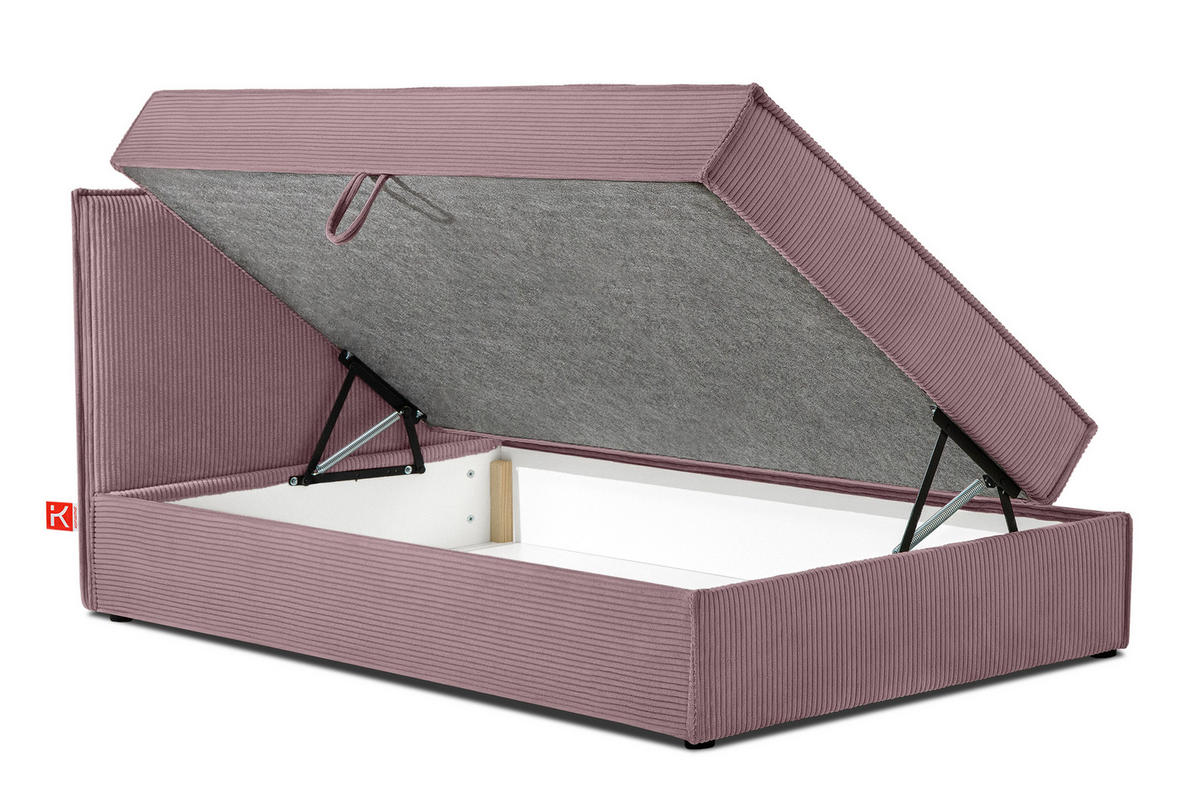 BOXSPRINGBETT ROTI Einzelbett, hellviolett - Violett/Schwarz, Holz/Holzwerkstoff (100/200cm) - KONSIMO®