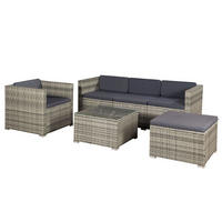LOUNGEGARNITUR Punta Cana 4-tlg. - Beige/Grau, Kunststoff/Metall - Juskys