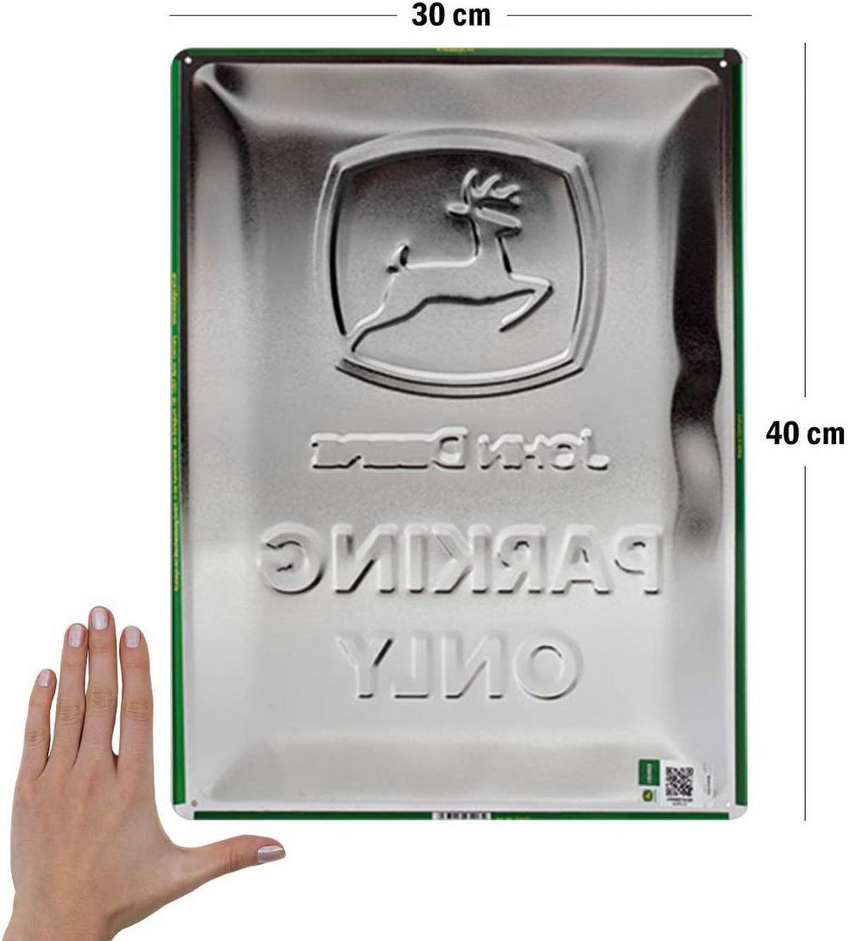 BLECHSCHILD 30/40 cm John Deere Parking Only - Multicolor, Metall (30/40/0.2cm) - Nostalgic-Art