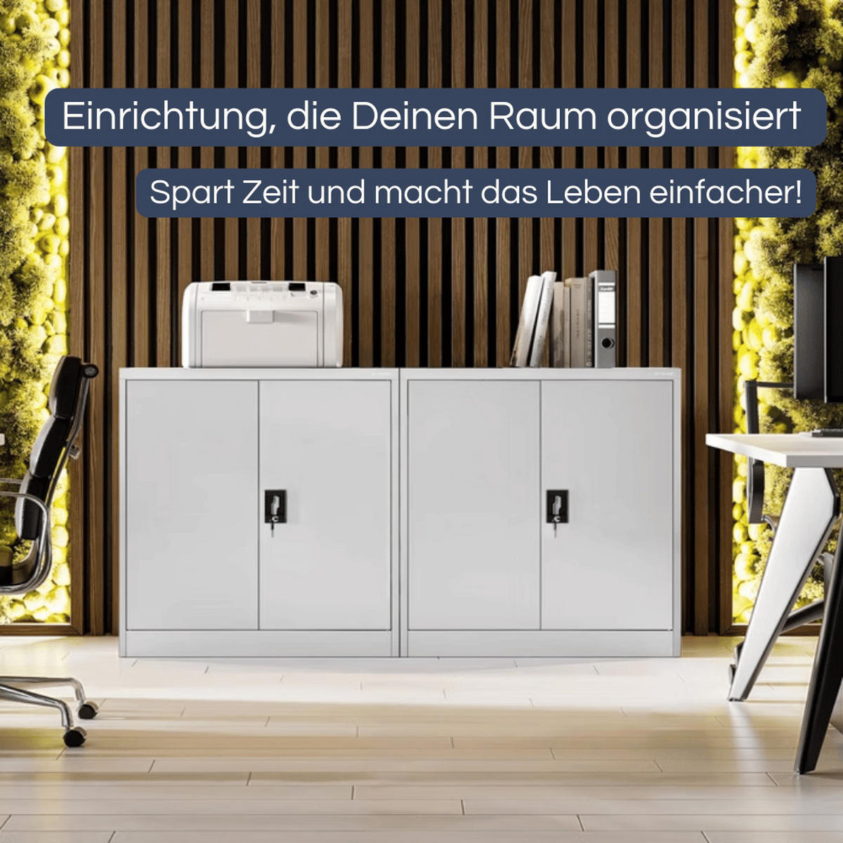 AKTENSCHRANK abschließbar KADO mit Flügeltüren 93x90x40cm Grau - Grau, Metall (90/93/40cm) - DELUKE