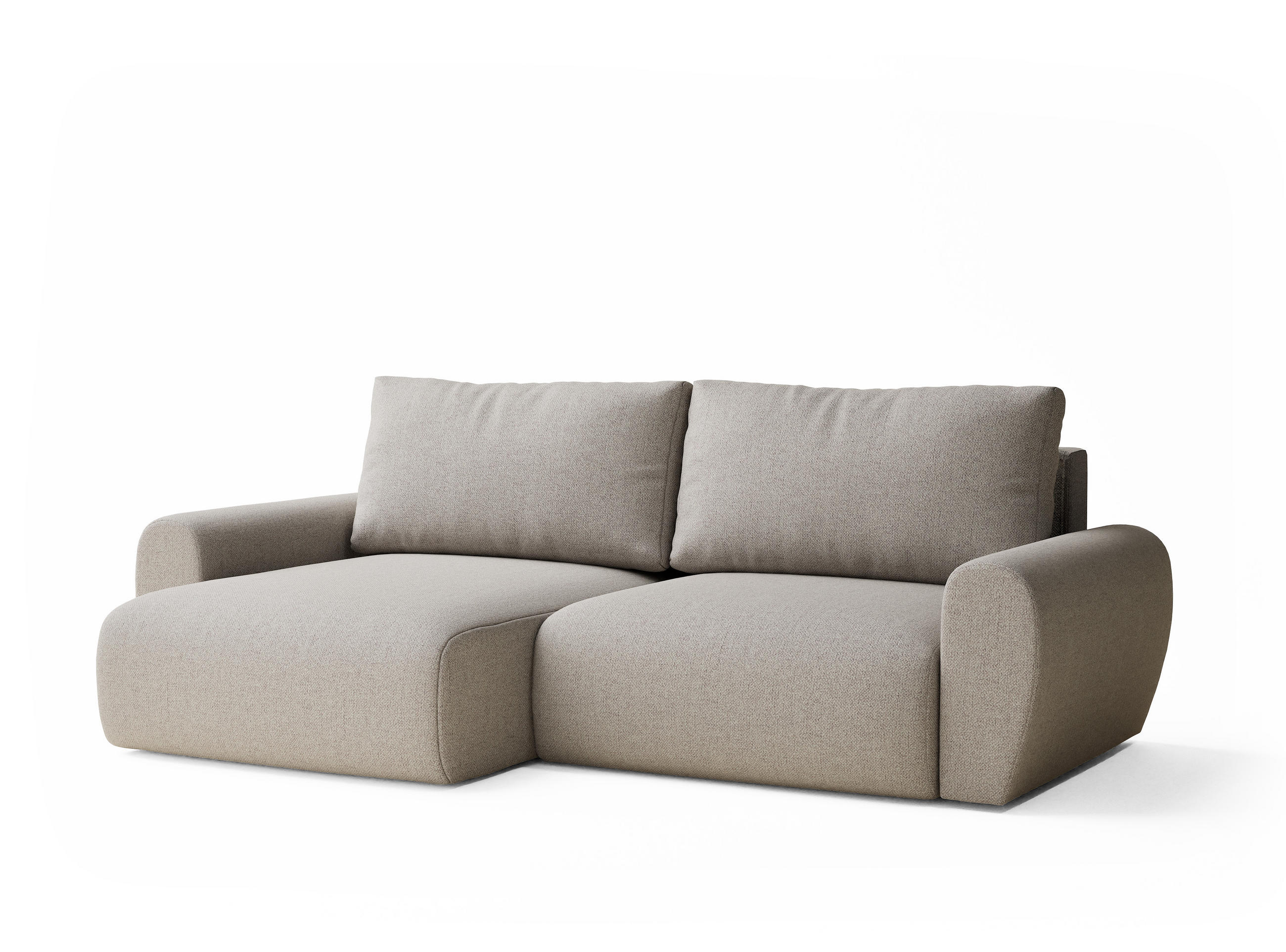 ECKSOFA MIT SCHLAFFUNKTION Numba Beige Webstoff - Beige/Schwarz, Holz/Holzwerkstoff (253/153cm) - Maison de Reve