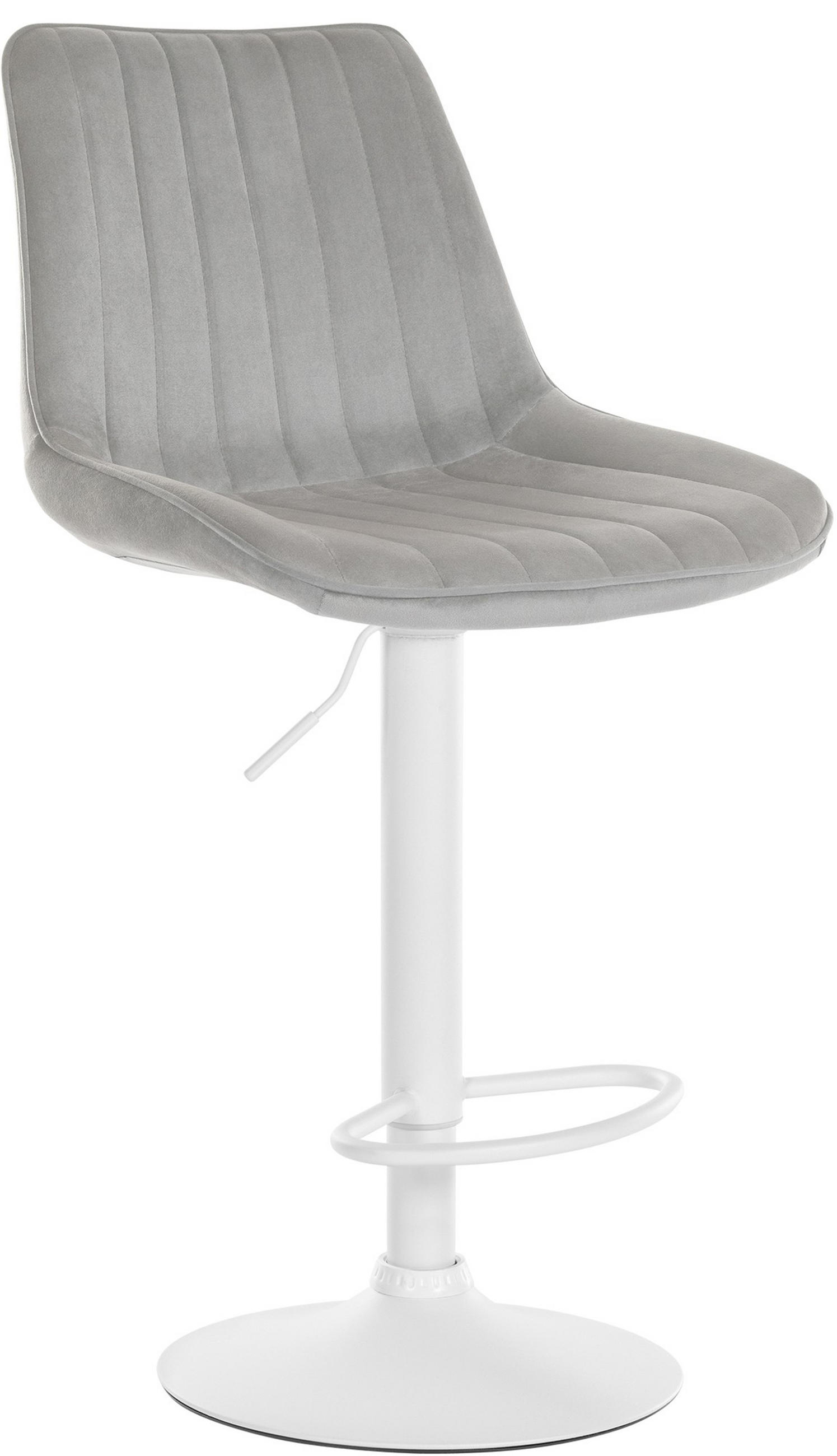 BARHOCKER Tolor Samt weiß grau - Weiß/Grau, Textil/Metall (49.5/112/50cm) - TPFLiving