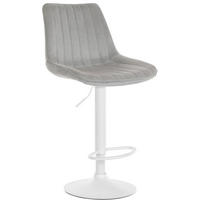 BARHOCKER Tolor Samt weiß grau - Weiß/Grau, Textil/Metall (49.5/112/50cm) - TPFLiving