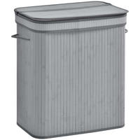 WÄSCHEKORB 100L Wäschesammler mit Deckel, 52 x 32 x 63 cm, Grau - Grau, Naturmaterialen (52/63/32cm) - HOMCOM