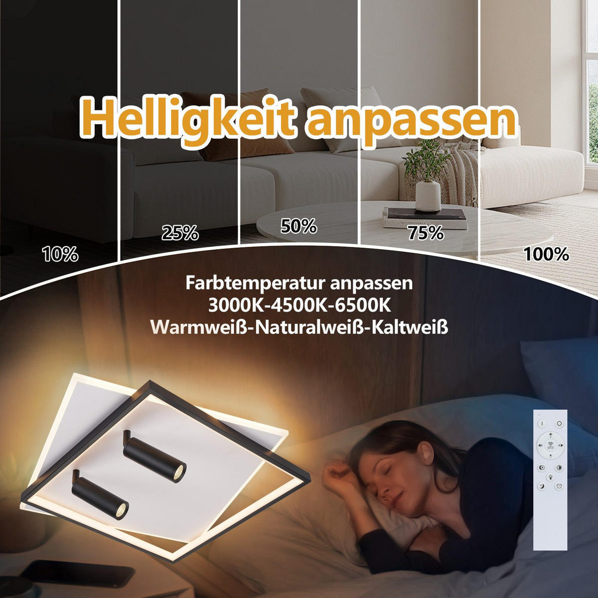 LED-DECKENLEUCHTE Dillon 50/50/13cm - Weiß, Metall (50/50/13cm) - Nettlife