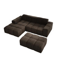 ECKSOFA Fogo mit Hocker, Couch L-Form, Sofa Links, Veloursstoff, 245x68x180 cm, Braun - Braun, Holz/Textil (180/245cm) - PROMETO Möbel