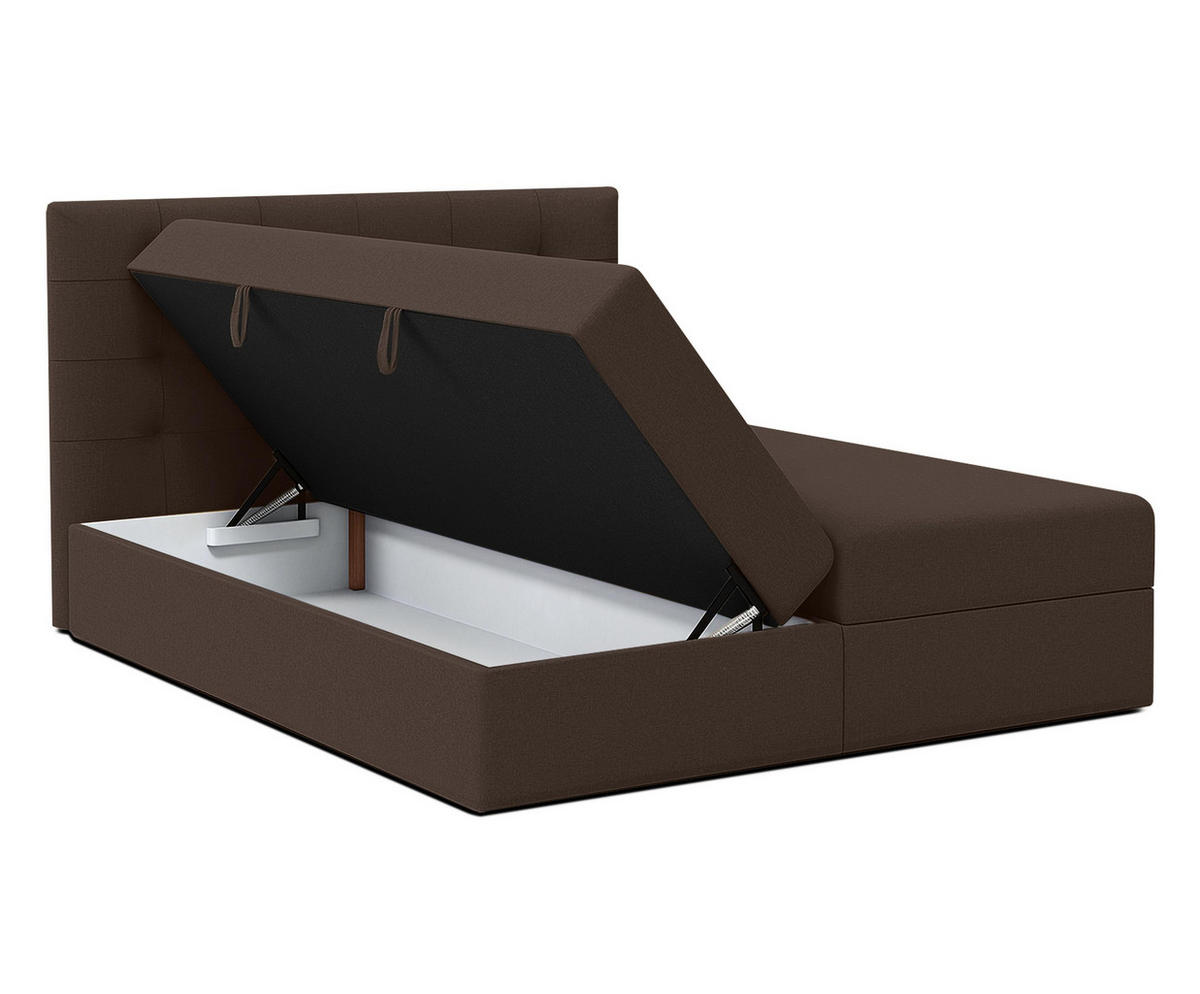 BOXBETT BELINAI 140x200 cm mit Bettkasten und Matratze - Braun - Schwarz/Braun, Holz/Holzwerkstoff (140/200cm) - AX Living