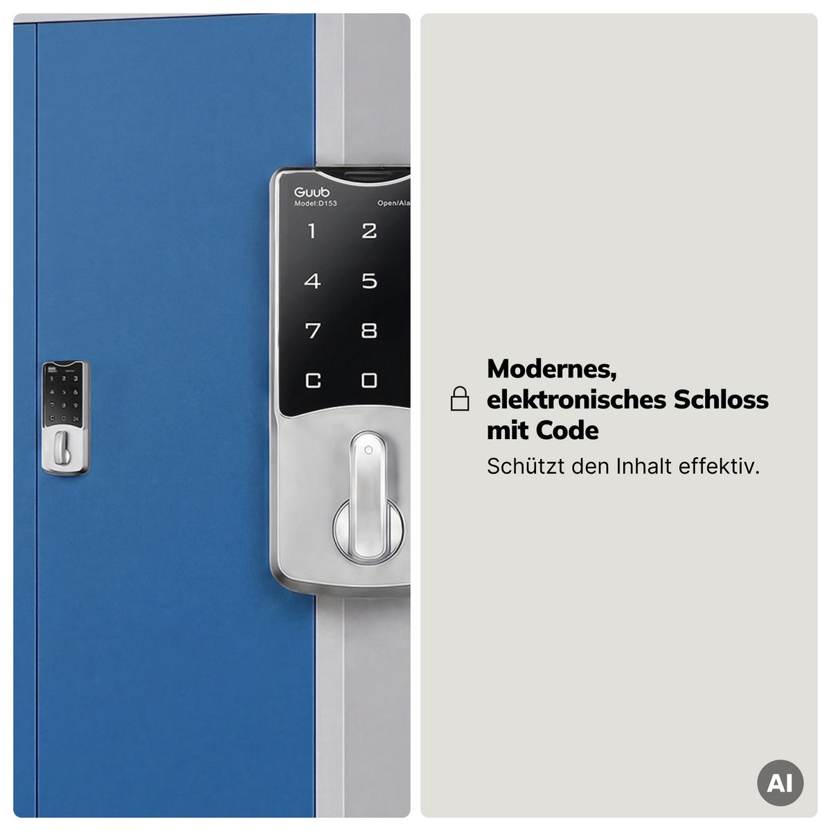 BÜROSCHRANK mit Zahlenschloss DANIEL 185x90x40 cm - Blaugrau, Metall (90/185/40cm) - Jan Nowak