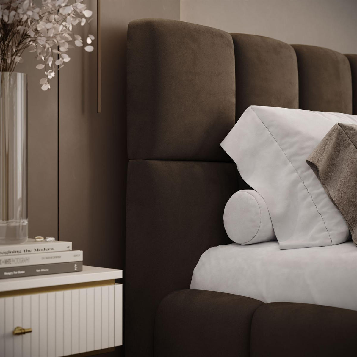 POLSTERBETT VENEZIA mit Bettkasten 140x200, Royal Velvet 196 - Braun, Textil (140/200cm) - Lookway