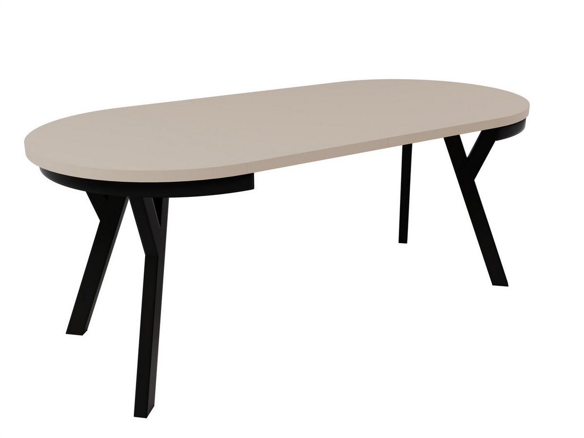 ESSTISCH ARI Rund (90-190 cm Ausziehbar Sandbeige Beige Metallbeine Loft) - Beige/Schwarz, Holz/Holzwerkstoff (90/90/76cm) - Ravio