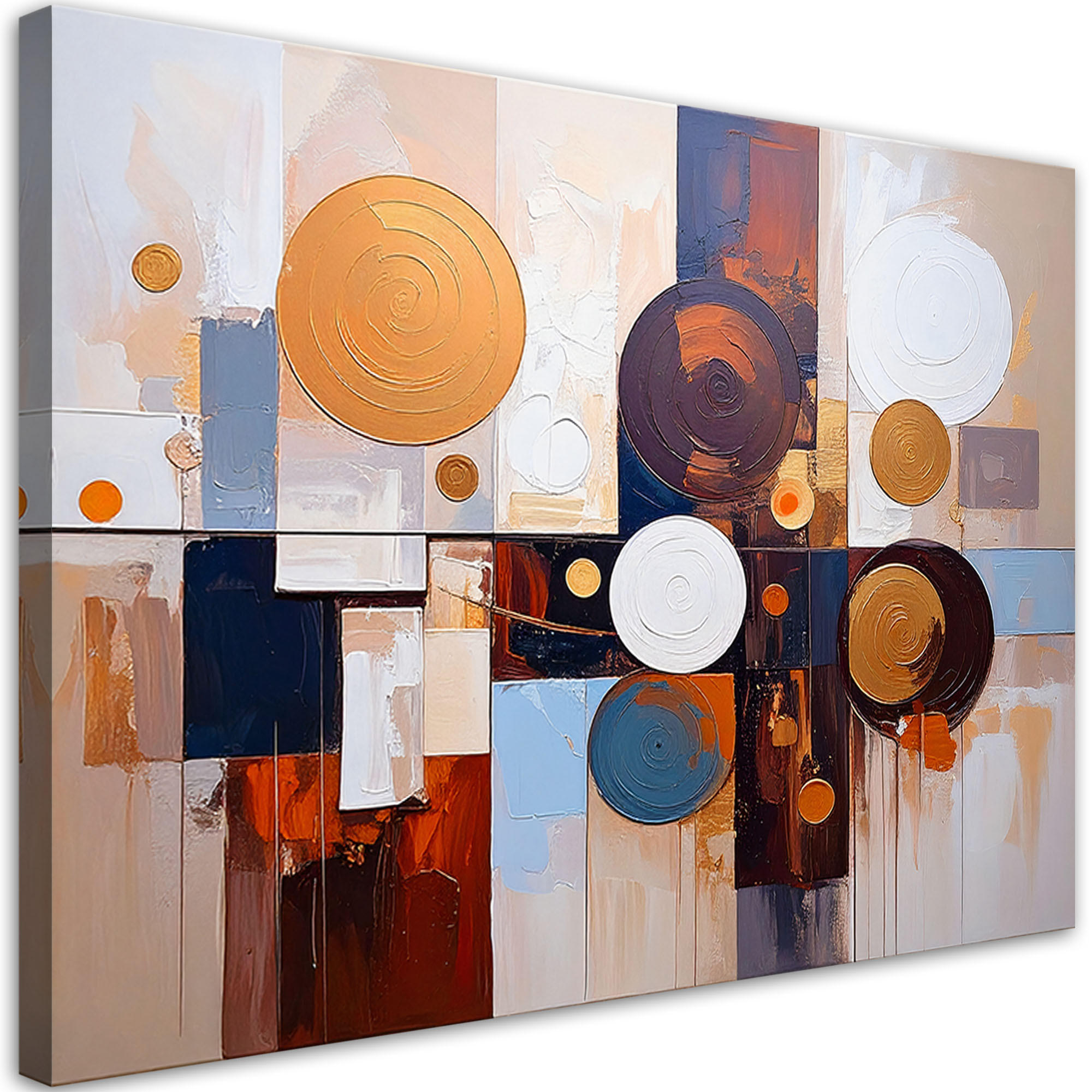 LEINWANDBILD Abstraktion Bunte Kreise 100x70cm - Beige, Textil (100/70cm) - Feeby