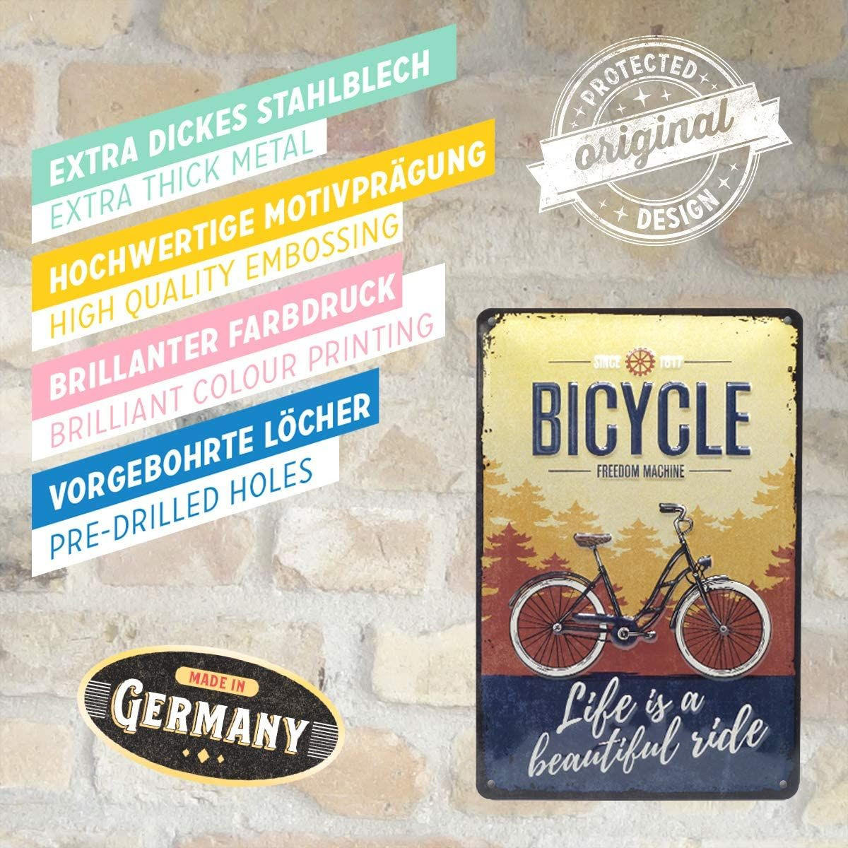 BLECHSCHILD 20/30 cm Outdoor & Activities Bicycle - Multicolor, Metall (20/30/0.2cm) - Nostalgic-Art