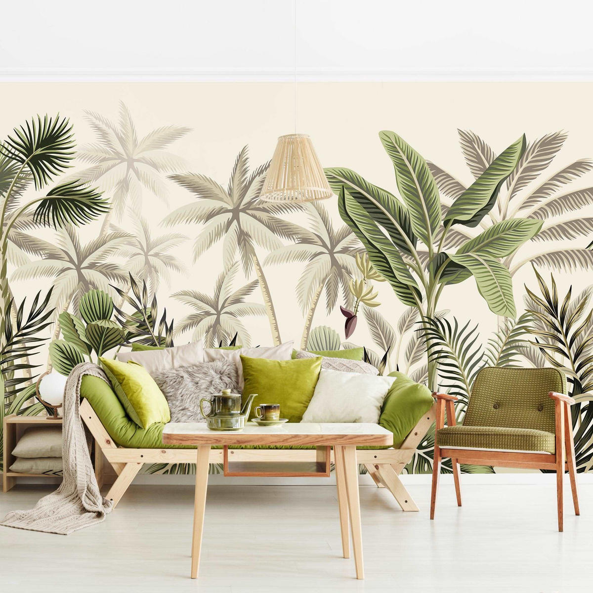 FOTOTAPETE Palmen im Dschungel 432/290 cm - Grün, Papier (432/290cm) - Bilderwelten