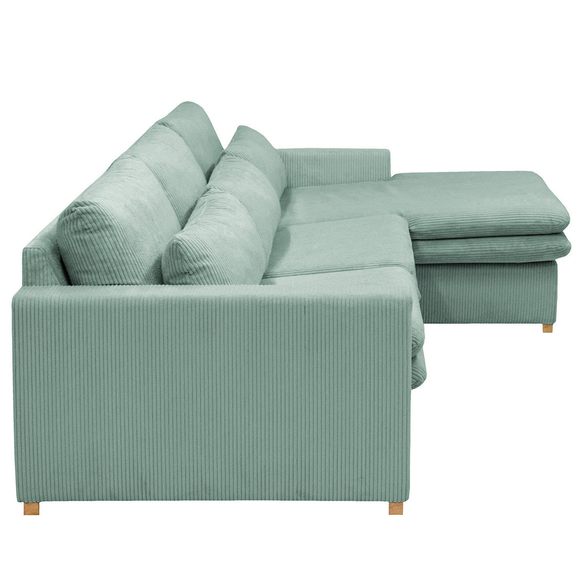 ECKSOFA mit Longchair - Blau, Textil (299/164cm) - home24