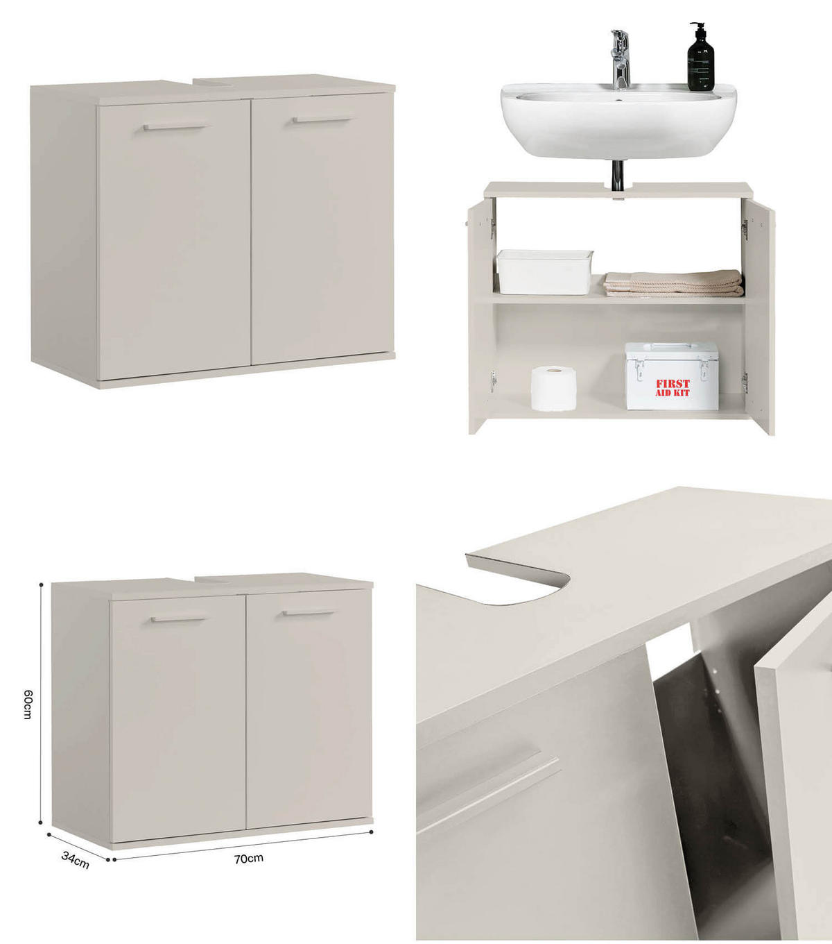 BADMÖBEL-SET 2-teilig Der Steuermann - Beige, Holz (103/180/34cm) - Mokebo