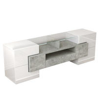 TV-ELEMENT145X30X51CM HochglanzWeiß LEDBeleuchtung Glasoberfläche - Weiß, Holz (38/35/53.59cm) - Raelunyi