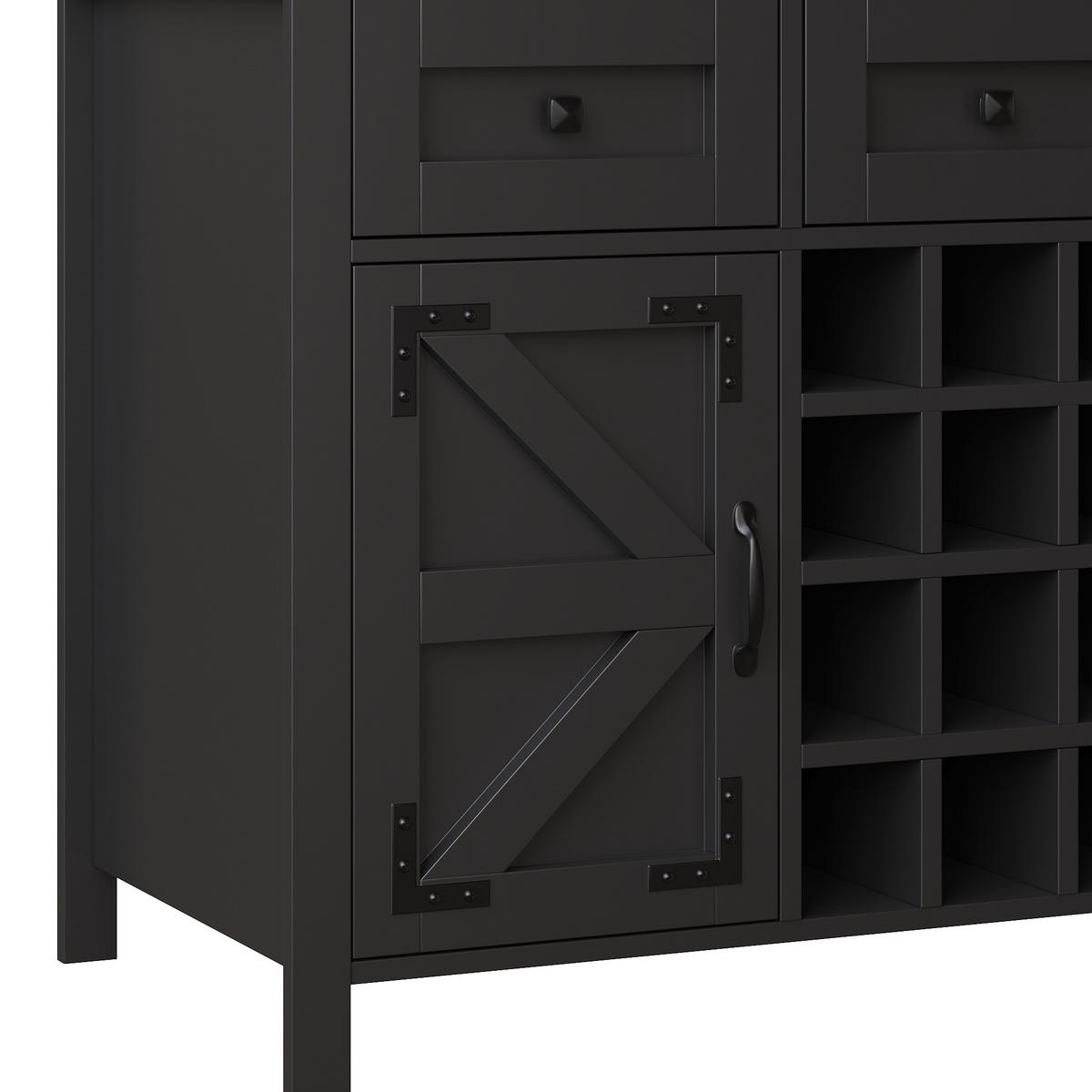 GESCHIRRSCHRANK aus MDF & Glas 120x40x170 cm in Schwarz mit LED & Steckdosenleiste - Schwarz, Holzwerkstoff (120/170/40cm) - Modfu