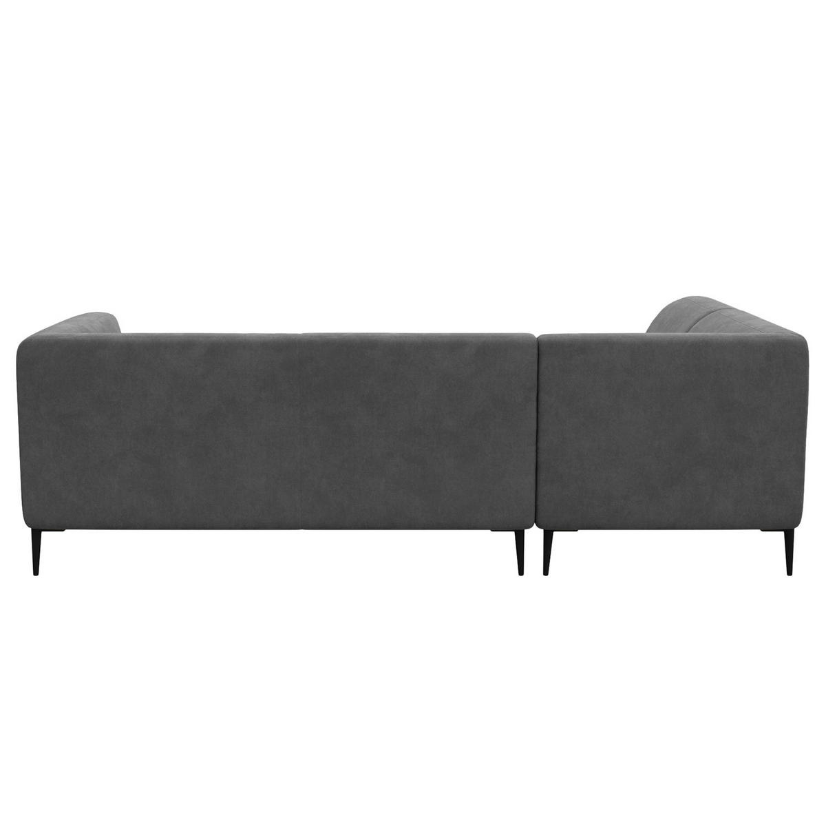 2,5-SITZER ECKSOFA mit Ottomane - Schwarz/Grau, Textil/Metall (252/205cm) - home24