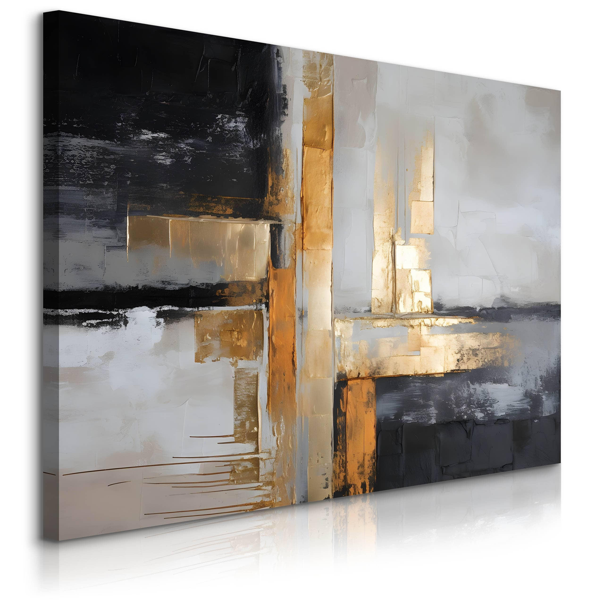 LEINWANDBILD Abstraktion Moderne Kunst Glamour 120/80 cm - Beige/Schwarz, Textil (120/80cm) - Muralo