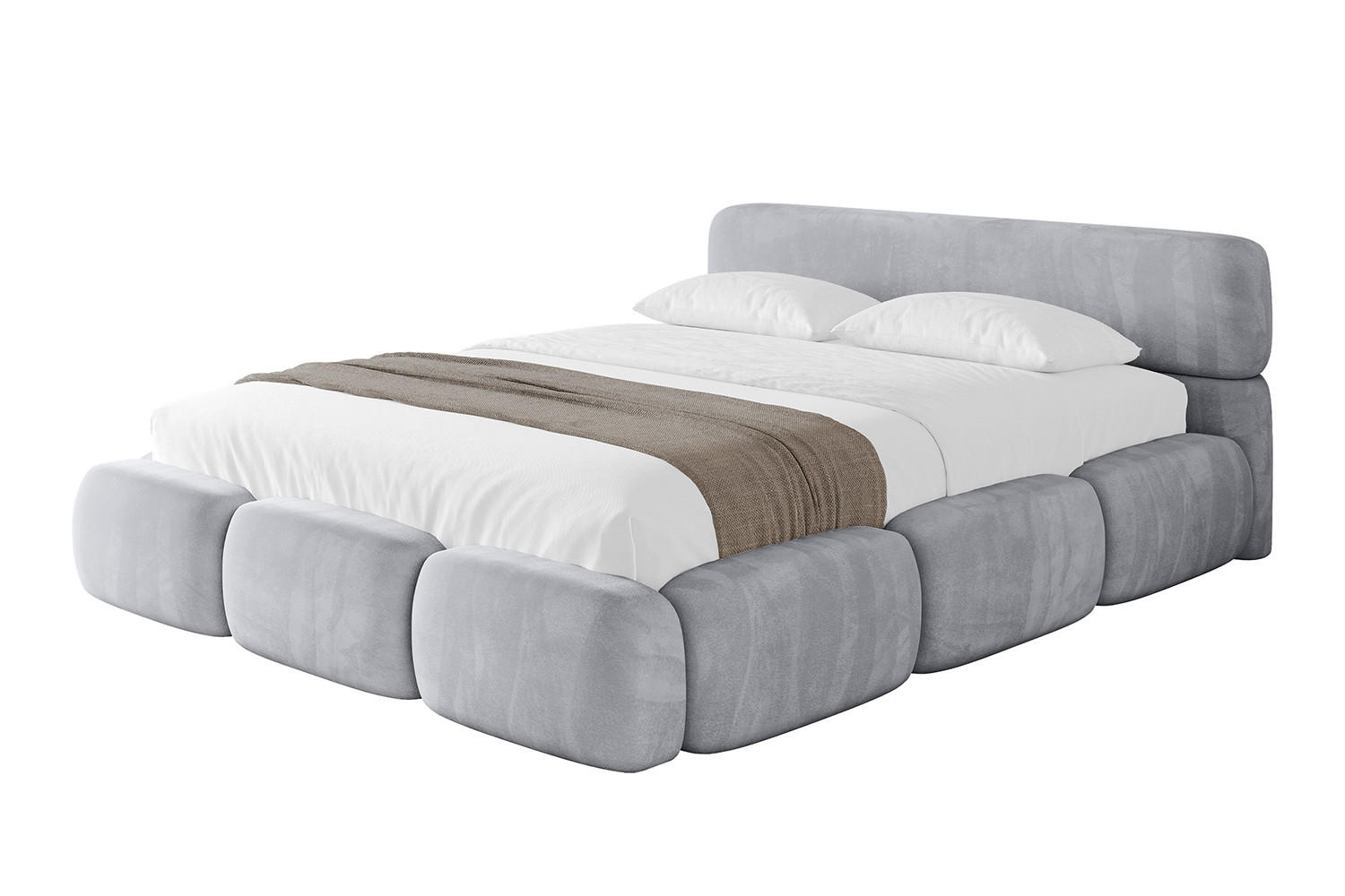 POLSTERBETT mit Bettkasten und Lattenrost, Boxbett ohne Matratze - ELVA-v1 180x200 Hellgrau - Hellgrau, Holzwerkstoff/Textil (180/200cm) - ALTDECOR