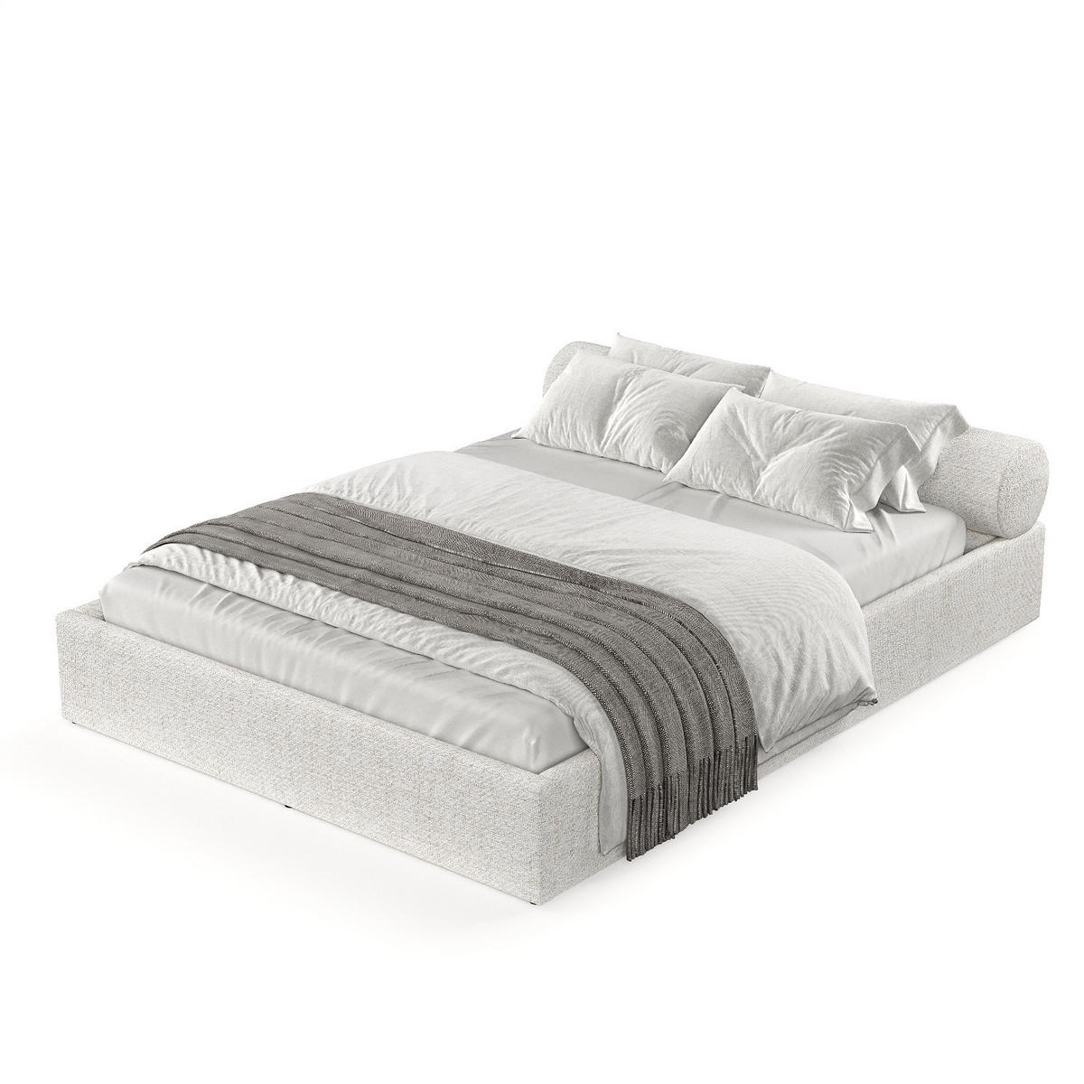 POLSTERBETT Solvo mit Stauraum 200/200 cm Creme im Neve Stoff - Creme/Schwarz, Holz/Holzwerkstoff (200/200cm) - AltaBeds