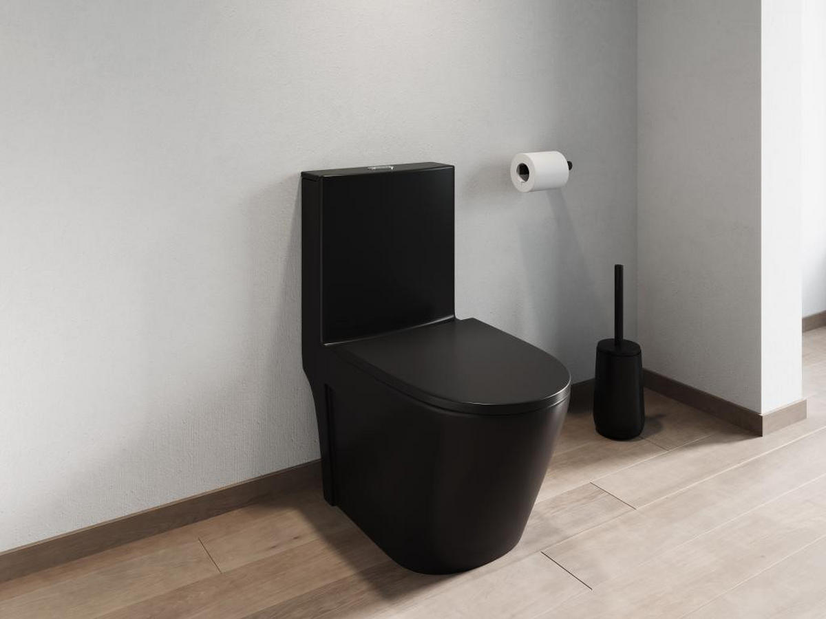 STAND-WC aus Keramik - Schwarz matt - Ablauf waagerecht - NAGILAM - Schwarz, Keramik (69/78.5/39cm) - Vente-Unique