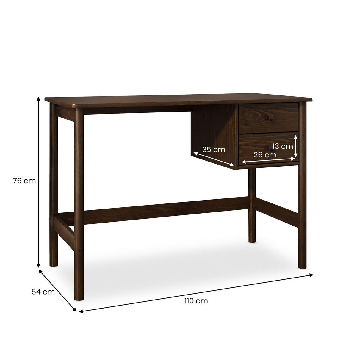 SCHREIBTISCH MARLO - Nussbaumfarben, Holz (54/110/76cm) - IDIMEX