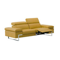 3-SITZER Sofa Opera Echtleder mit 1 x Relaxfunktion Senfgelb - Gelb, Leder/Metall (223/75/109cm)