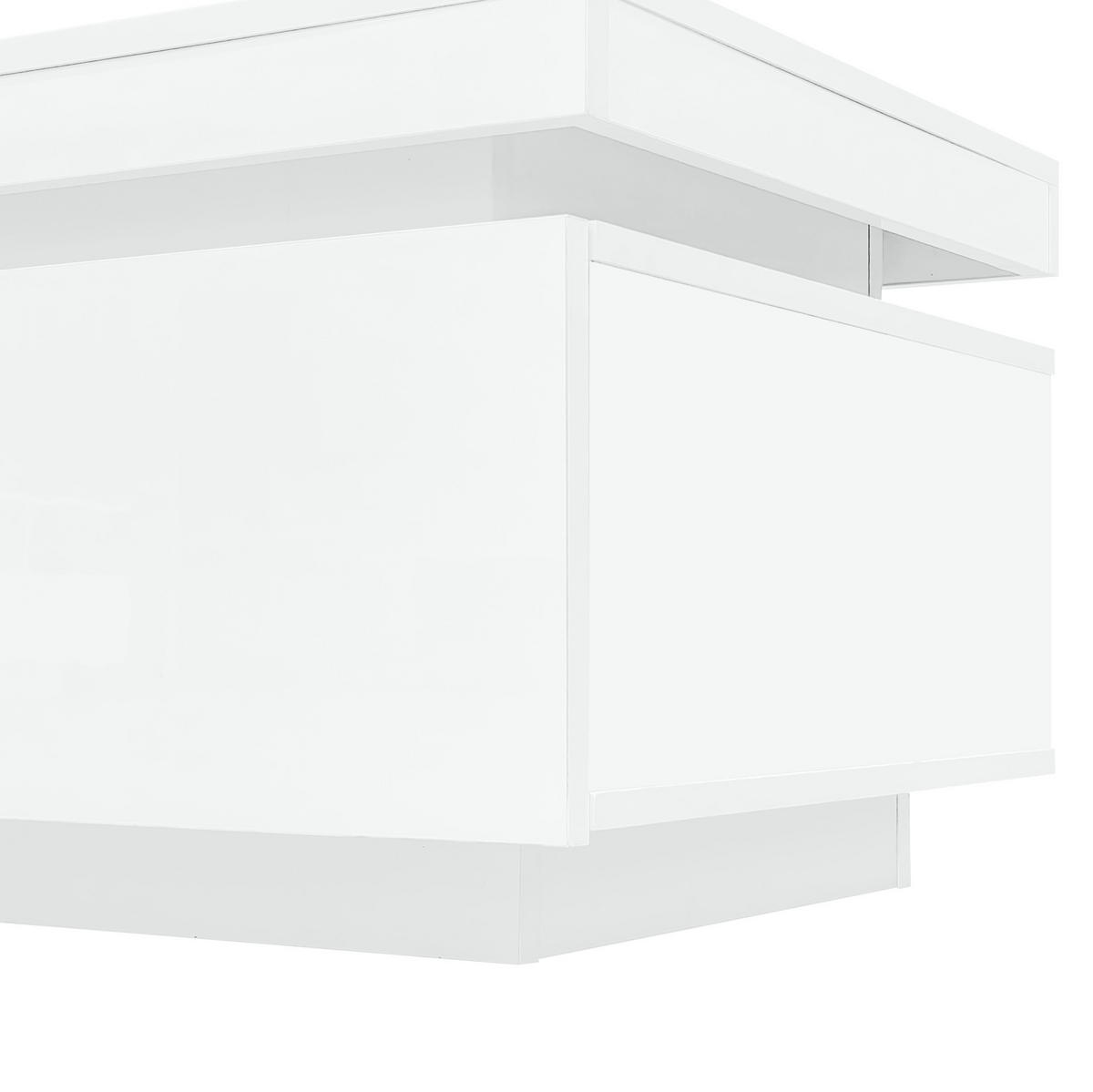 COUCHTISCH 100/50/40.3 cm in Weiß aus Spanplatte mit LED-Beleuchtung und Schublade - Weiß, Holzwerkstoff (100/50/40cm) - OKMYHOME