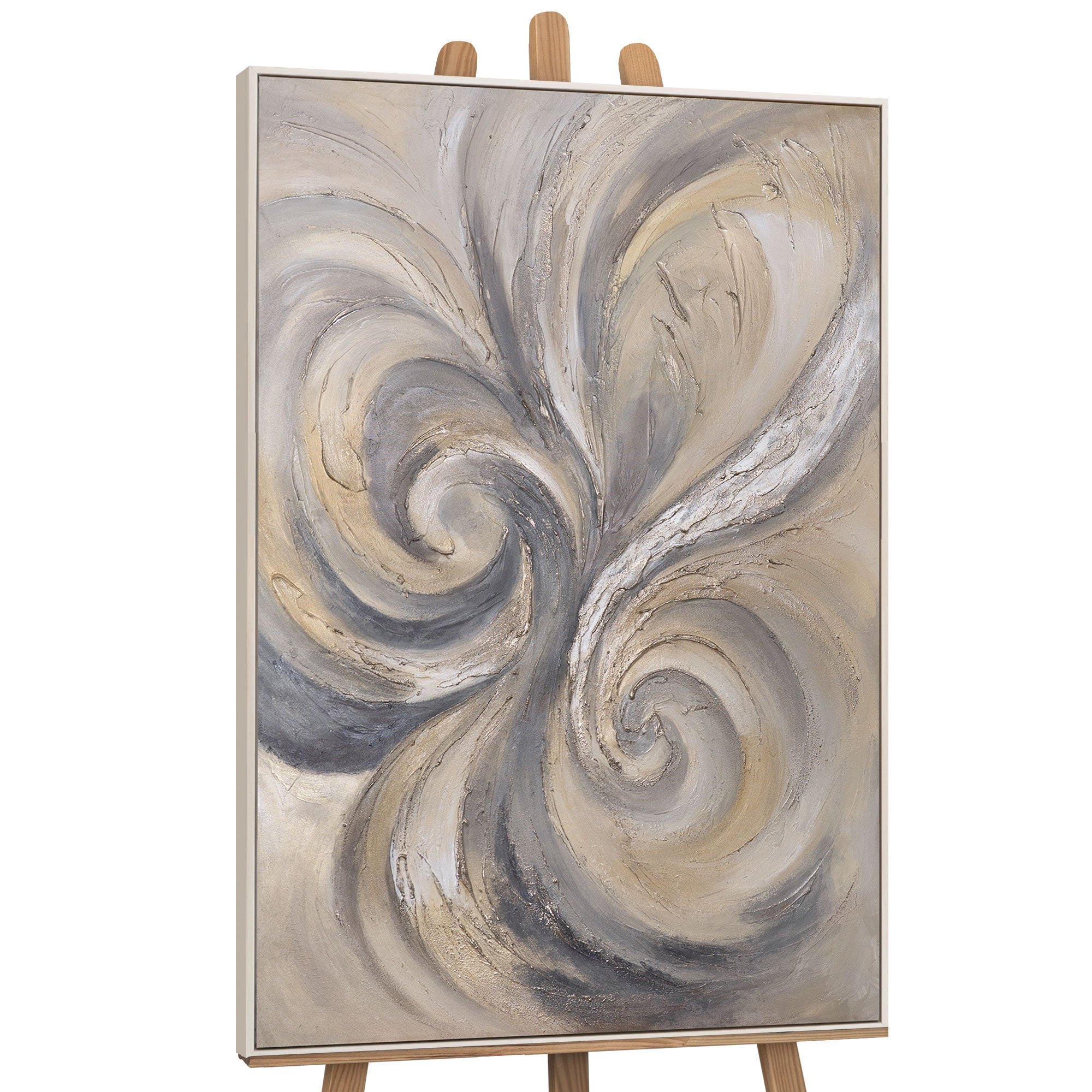 GEMÄLDE Sand und Wolken Schattenfugenrahmen Beige 140x100 cm - Beige, Holz (140/100cm) - YS-art gallery