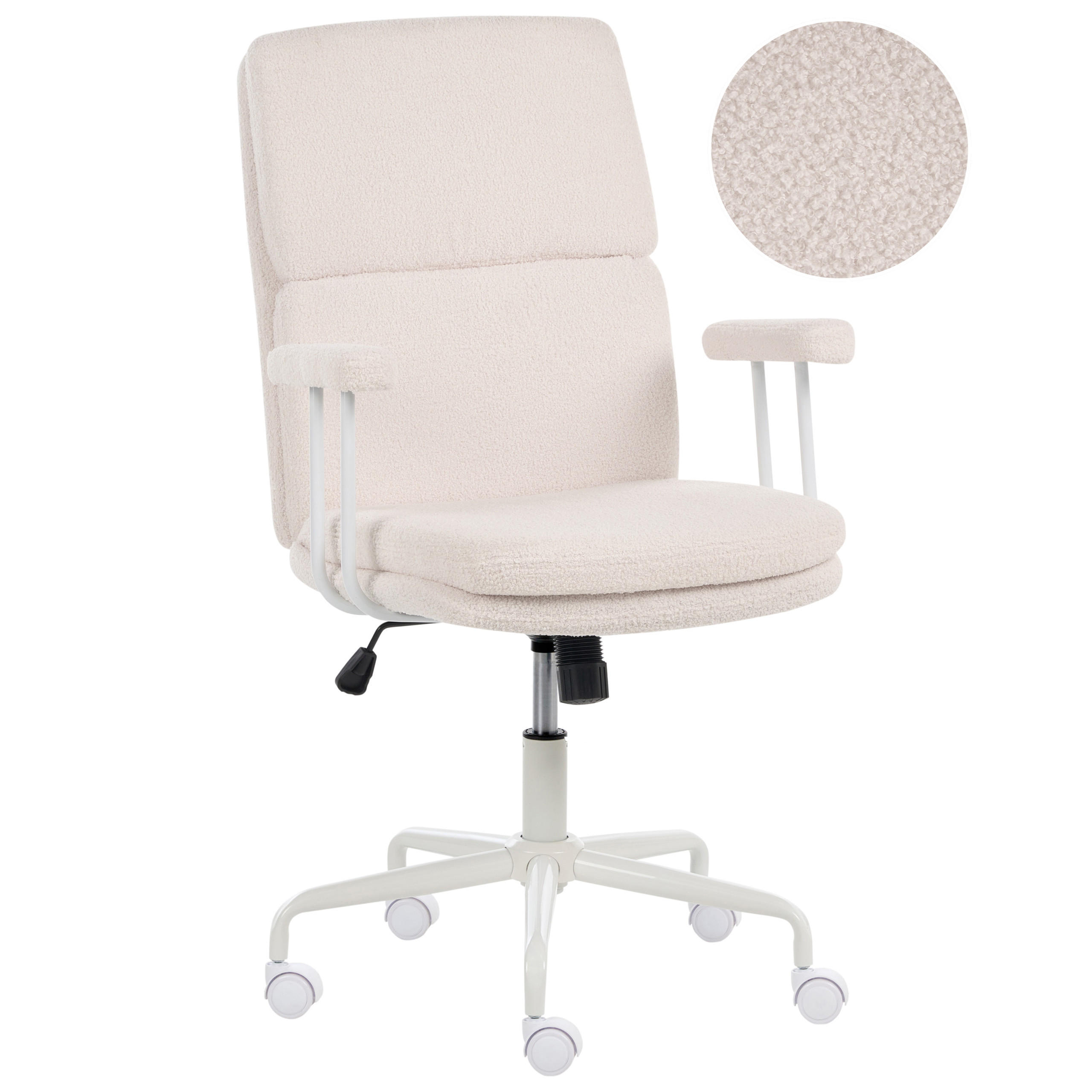 BÜROSTUHL Bouclé Cremeweiß Vero - Creme, Textil (62/100/65cm) - Beliani