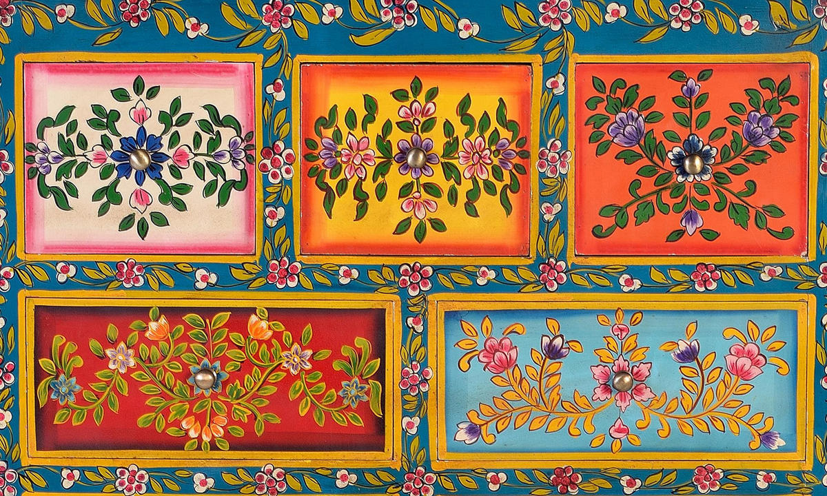 KOMMODE aus Mangoholz - Chromfarben, Holz (40/85/122cm) - Giner y Colomer