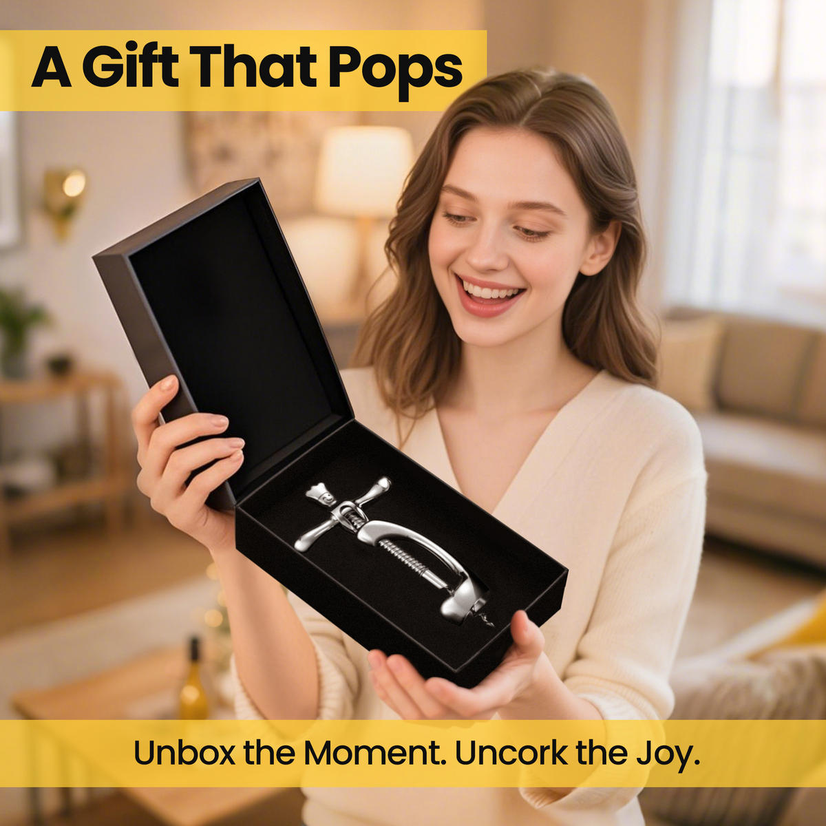 KORKENZIEHER Weinöffner,Manueller Weinöffner, Edelstahl, schweres Design für müheloses Entkorken - Edelstahlfarben, Metall (16/4/9cm) - Gourmet Easy