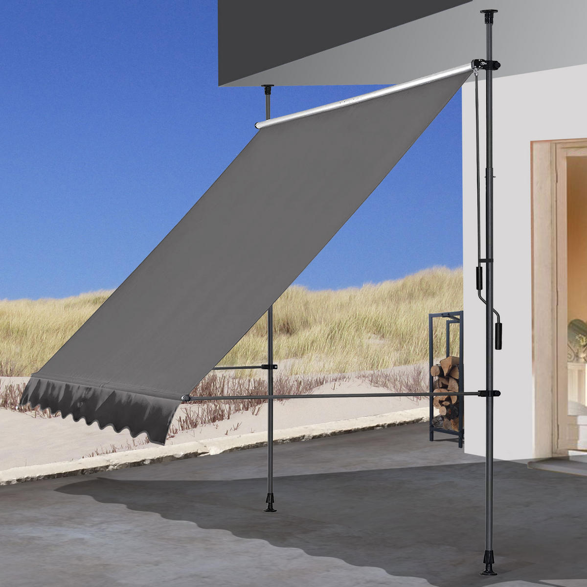 KLEMMMARKISE 200x130cm Grau - Grau, Metall (200/290/130cm) - QUICK STAR