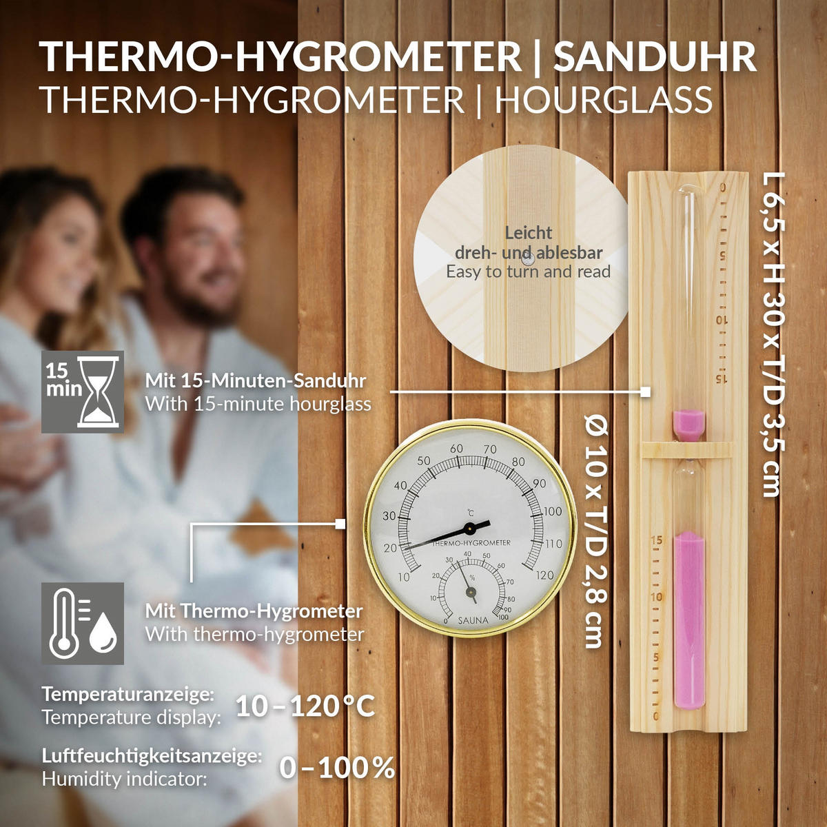 SADA SAUNOVÉHO PŘÍSLUŠENSTVÍ, 4dílná, z borového dřeva - přírodní, dřevo (27/30/37cm) - LuxeBath