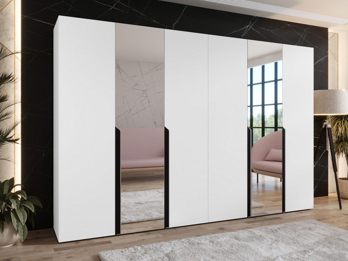 DREHTÜRENSCHRANK Mila II 300 - Schwarz/Weiß, Holzwerkstoff/Kunststoff (300/202/52cm) - MIRJAN24