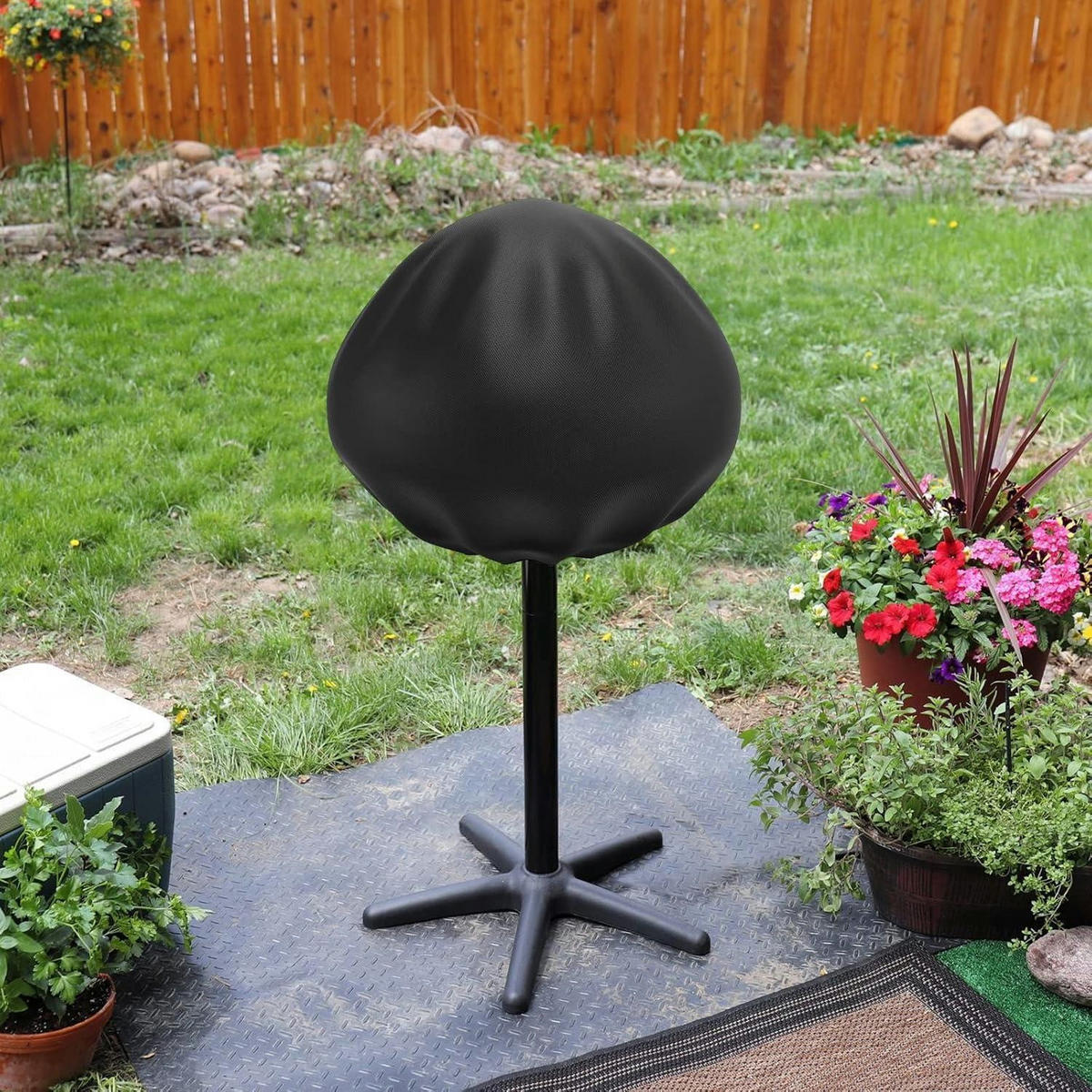 GRILLABDECKUNG wasserdicht Ø 50 cm - Schwarz, Kunststoff (49.5/44.9/49.5cm)