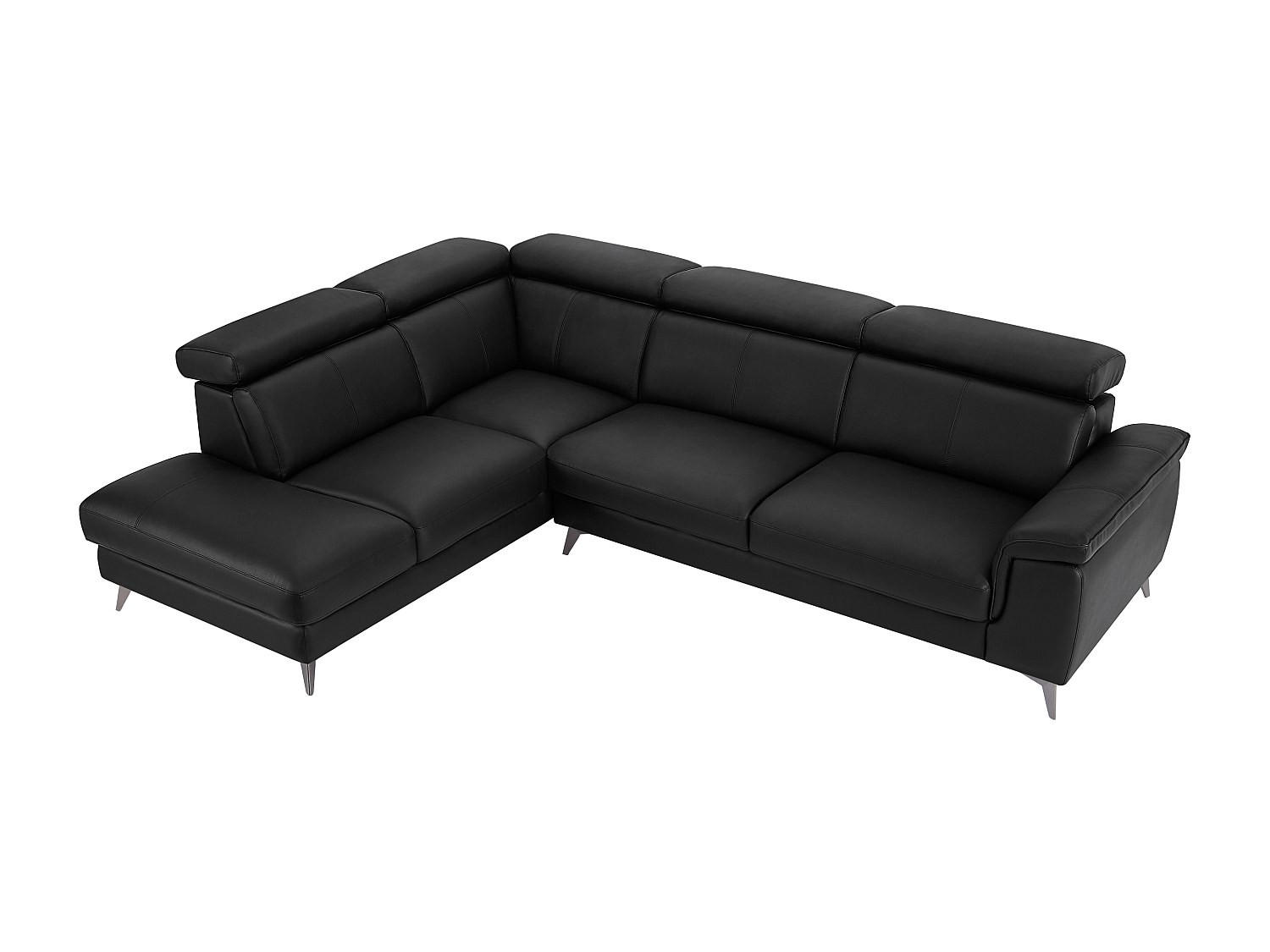 ECKSOFA - Ecke links - Leder - Schwarz - MARAMBA - Schwarz, Leder (288/219cm) - Vente-Unique