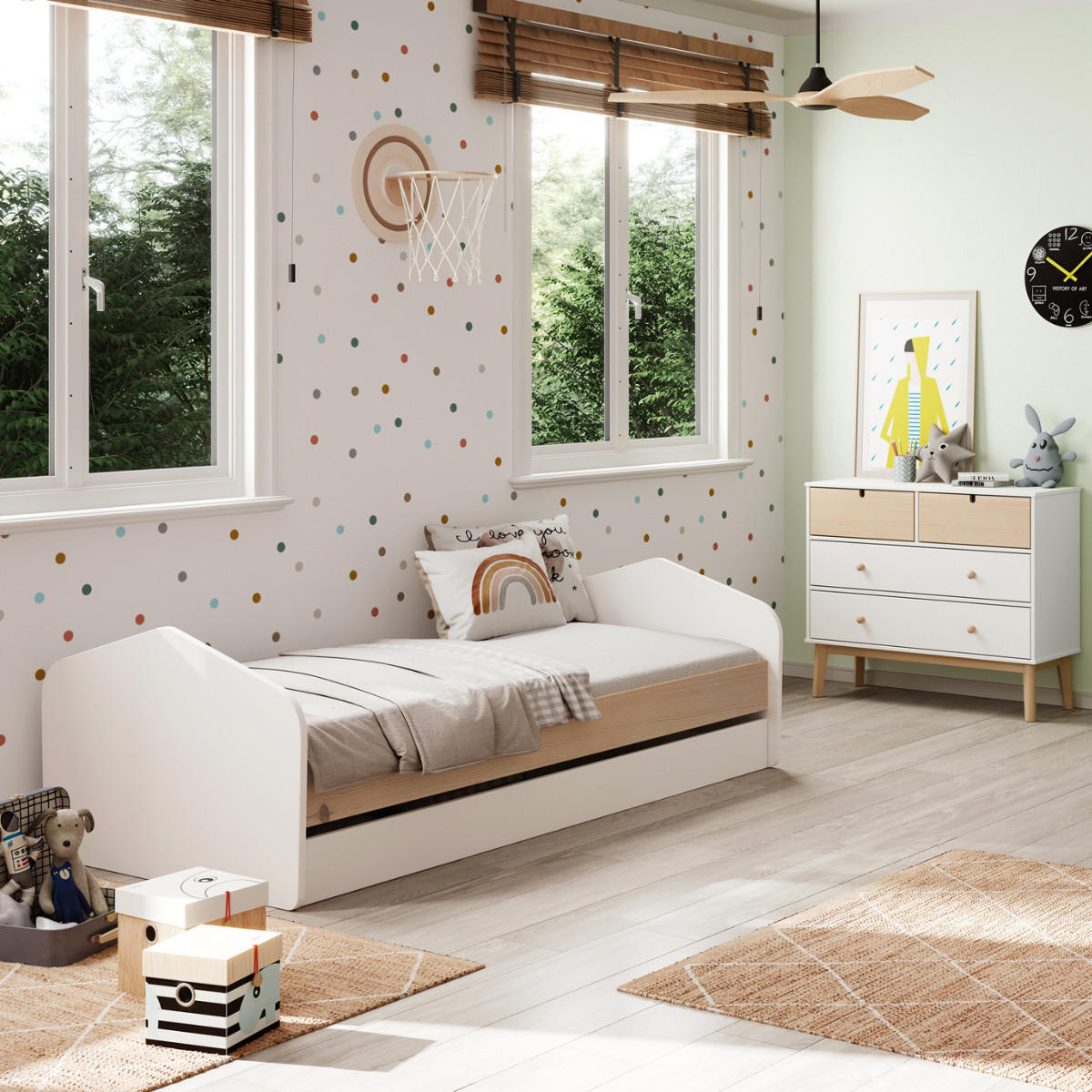 BETT Estefania Weiß 205.4/100/65 cm - Weiß, Holz (190/90cm) - Calicosy