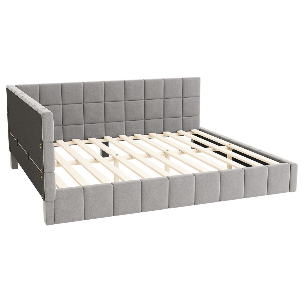 POLSTERBETT 160/200 cm grau aus Stoff mit Lattenrost - Grau, Textil (160/200cm) - OKWISH