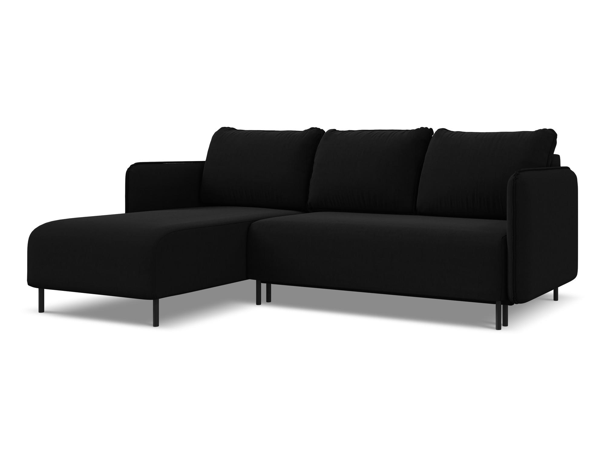 ECKSOFA mit Schlaffunktion Samt Stoff Schwarz - Schwarz, Holz/Textil (162/236cm) - Makamii