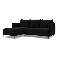 ECKSOFA mit Schlaffunktion Samt Stoff Schwarz - Schwarz, Holz/Textil (162/236cm) - Makamii