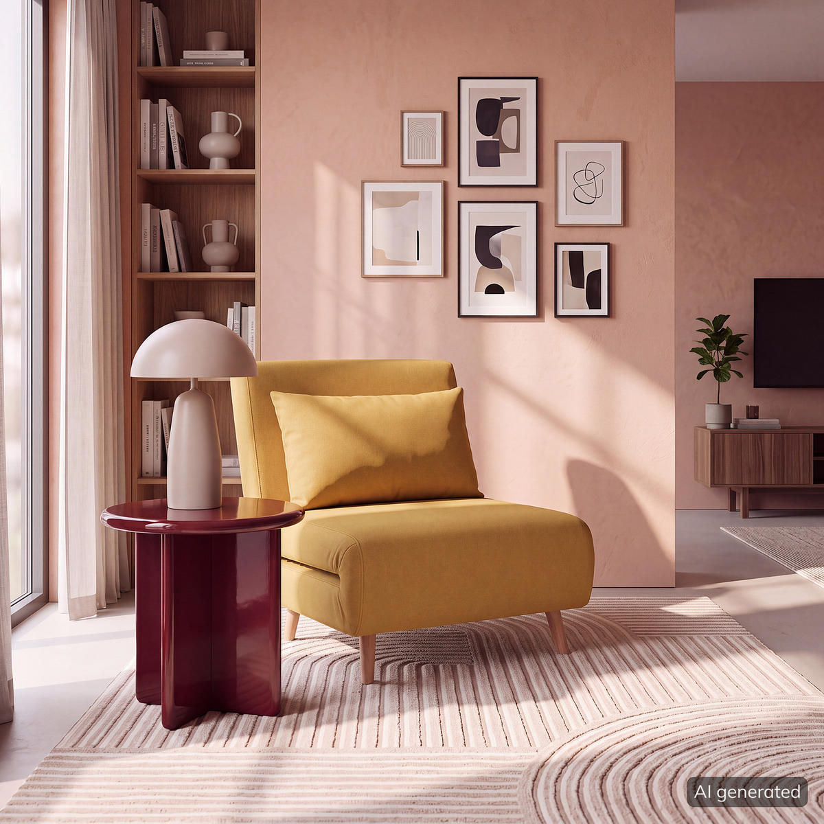 SCHLAFSESSEL - Textil / Teilmassivholz - Gelb/Buchefarben, Holz/Buchenholz (77/81/90cm) - home24
