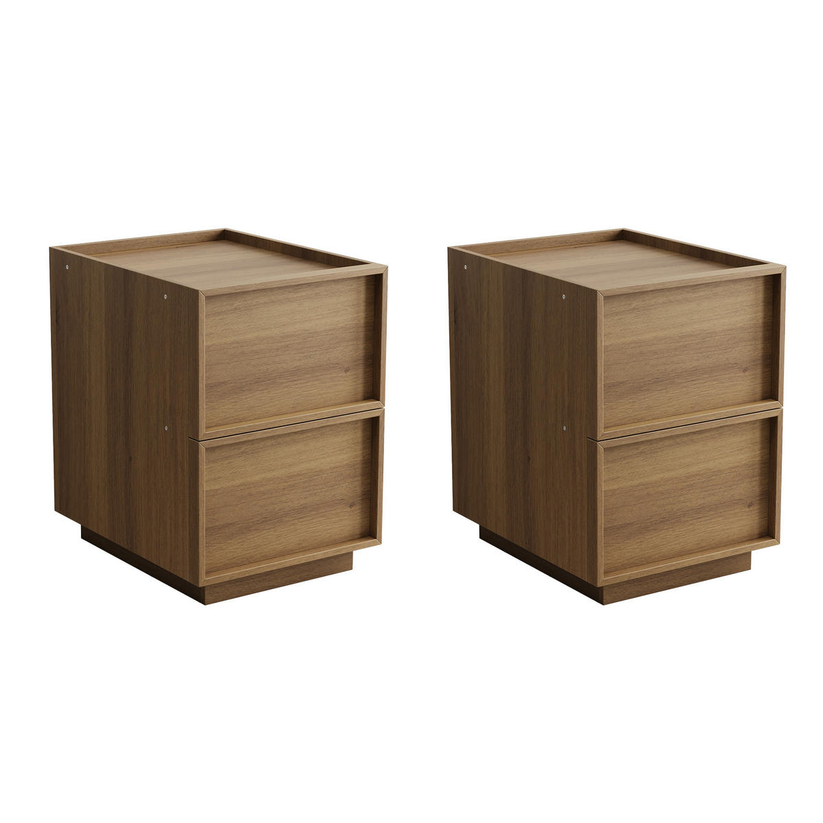NACHTTISCH 38/48/50 cm eichefarben aus MDF mit 2 Schubladen - Braun, Holzwerkstoff (45/54/38cm) - OKWISH