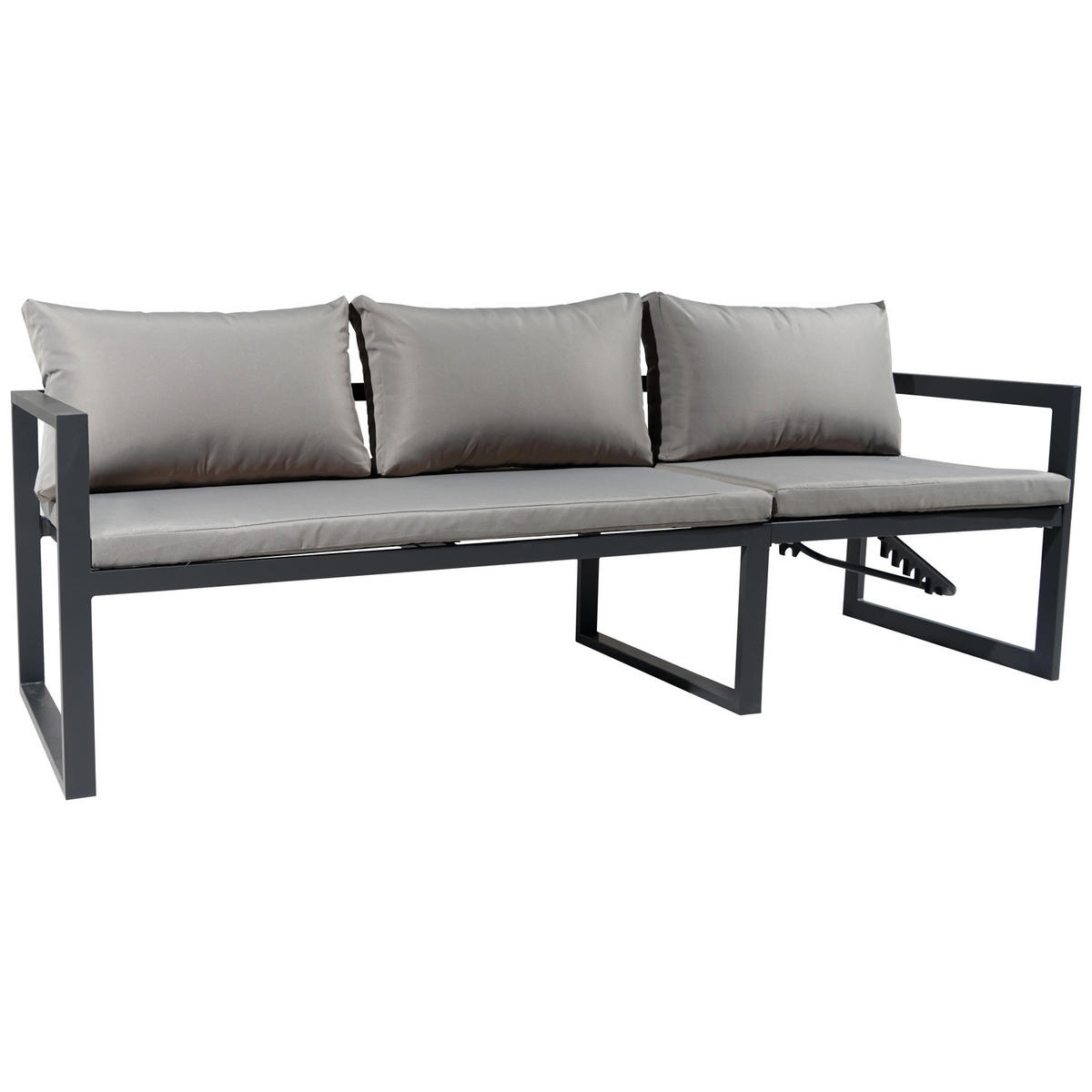 GARTENSALON Ibiza Grau und Anthrazit 7 Plätze - Anthrazit, Metall - Happy Garden