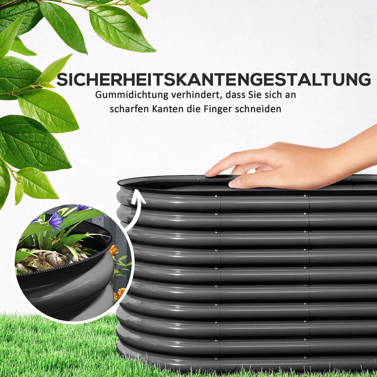 BLUMENKASTEN aus Stahl 160x80x80 cm in Dunkelgrau mit flexiblem Stecksystem - Dunkelgrau, Metall (80/80/160cm) - Modfu