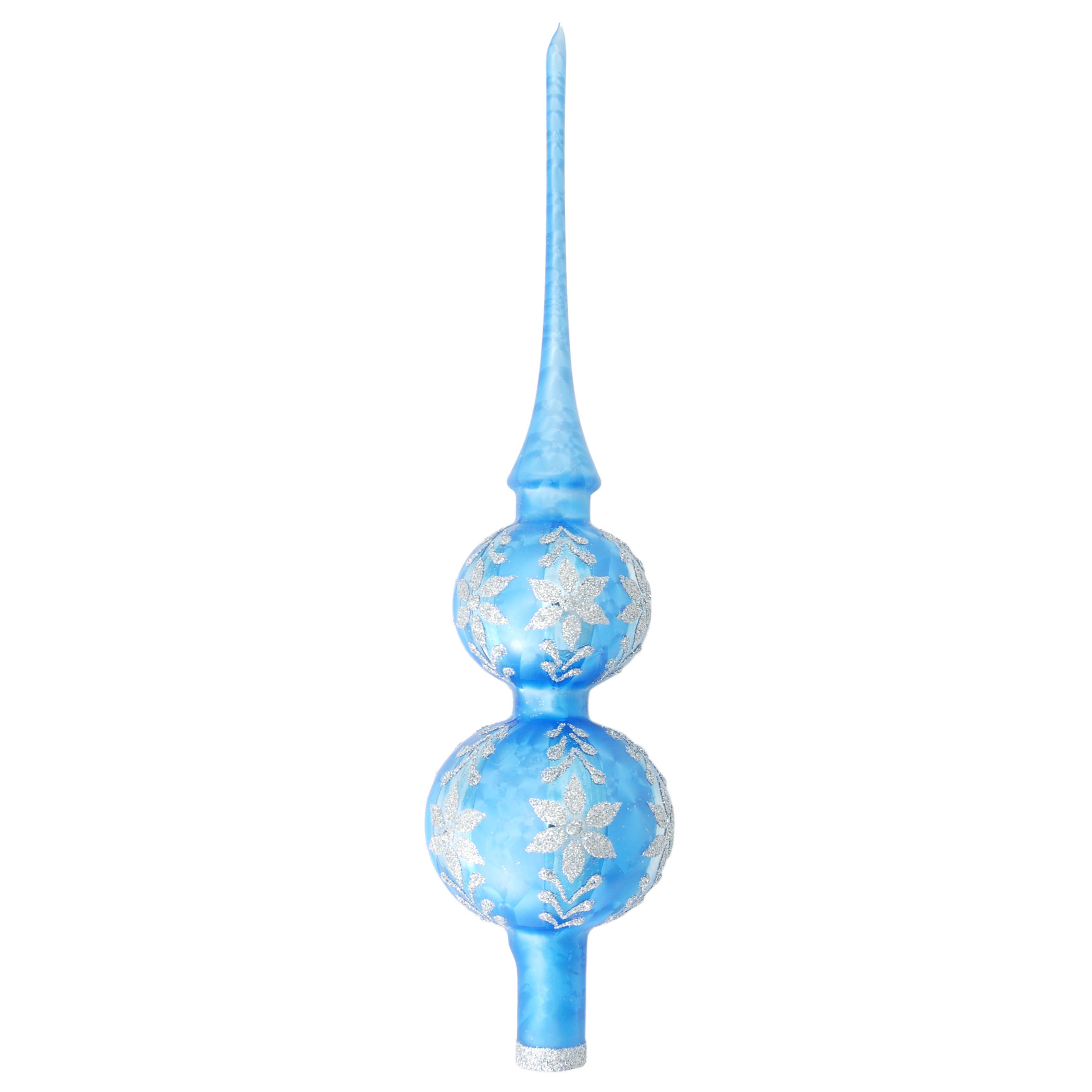 Krebs Glas Lauscha Baumspitze Blau 31 cm