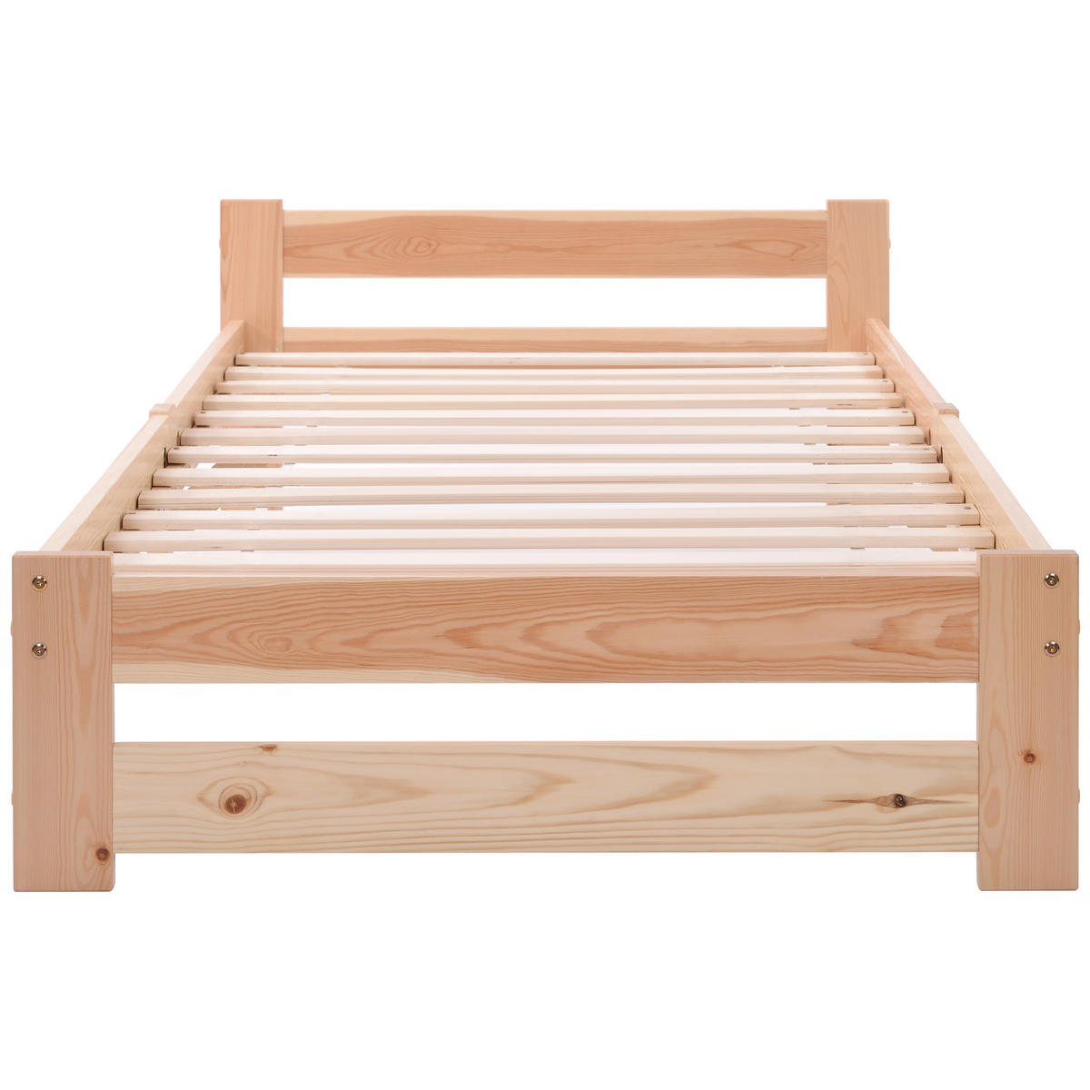 MASSIVHOLZBETT 90/200 cm DE-03875, mit Kopfteil und Lattenrost, in Natur - Naturfarben, Holz (90/200cm) - ComfortXL